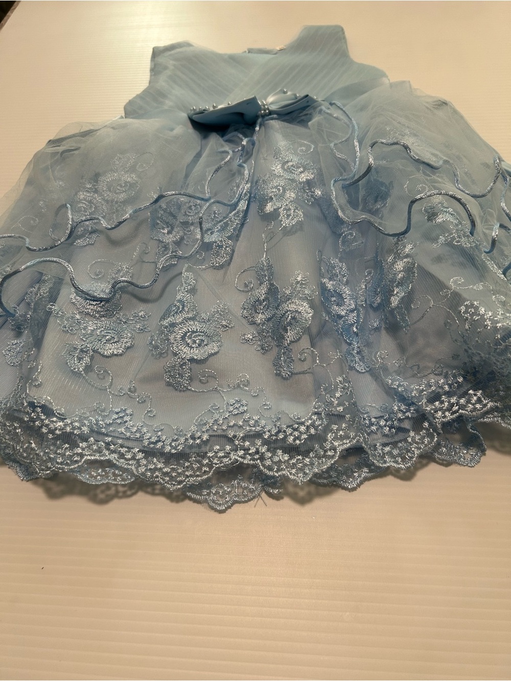 Girls Light Blue Lace Party Skirt